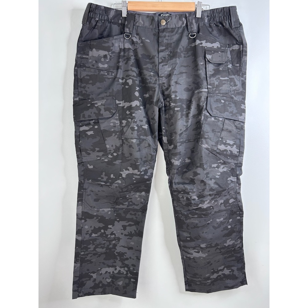 CQR Mens Tactical Cargo Pants Black Camo Ripstop Work Hiking Pants 42x30 Outdoor